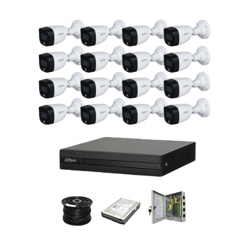 Dahua 16ch Full-Color HD Kit - HD DVR _ 16 x 1080p Full-Color cameras - 20m Full colour night vision - 1TB HDD - 100m Cable