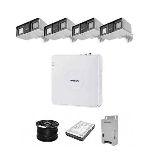 NEW! HikVision 4 Ch Turbo HD Kit - Embedded DVR - 4 x Hikvision 2MP Smart Hybrid Light Audio Camera 60M Night Vision - 500GB HDD - 100m Cable