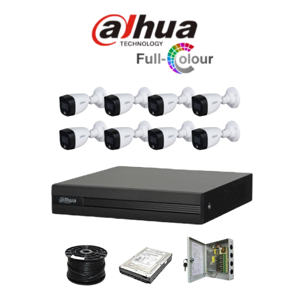 Dahua 8ch Full-Color HD Kit - HD DVR _ 8 x 1080p Full-Color cameras - 20m Full colour night vision - 1TB HDD - 100m Cable - Image 2
