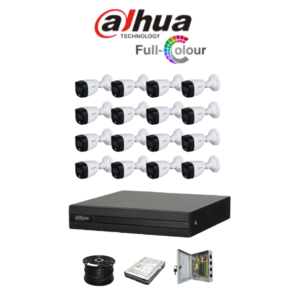 Dahua 16ch Full-Color HD Kit - HD DVR _ 16 x 1080p Full-Color cameras - 20m Full colour night vision - 1TB HDD - 100m Cable - Image 2