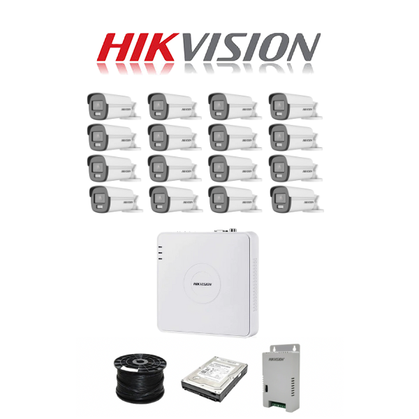 Hikvision 16ch Turbo HD Kit - HD DVR - 16 x 1080p ColorVu cameras - 40m Full colour night vision - 1TB HDD - 100m Cable - Image 2