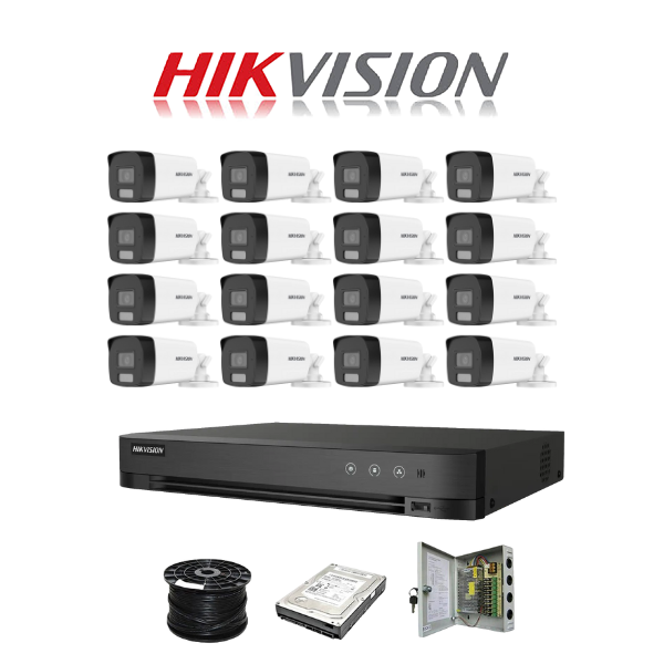 Hikvision 16ch 5MP Turbo HD kit - HD DVR - 16 x 3K 5MP Smart Hybrid Light Audio Camera - 2TB HDD - 100m Cable - 40m Night vision - Image 2