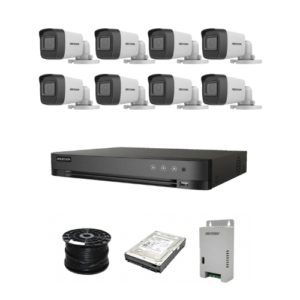 HikVision 8 Ch Turbo HD Kit - Acusense DVR up to 4MP - 8 x HD1080P Camera - 20M Night vision - 1TB HDD - 100m Cable