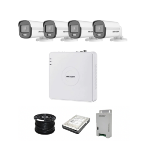 Hikvision 4 Channel 1080p 20M ColorVu Kit With Audio SMART HYBRID Cameras | 500GB HDD | 100M RG59