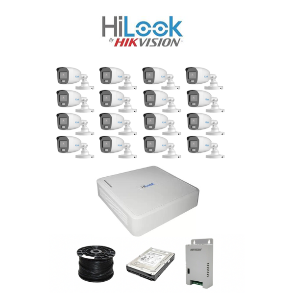 Colour Night vision - Hilook by Hikvision 16ch Turbo HD kit -16 x 1080p ColorVu cameras - 20m Full colour night vision - 1TB HDD - 100m Cable - Image 2