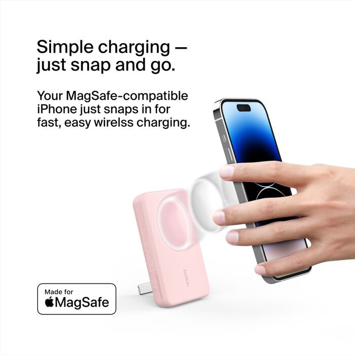 Belkin Magnetic Wireless Power Bank 5K Plus Stand - Pink - Image 8
