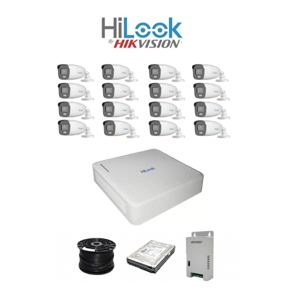 Colour Night vision - Hilook by Hikvision 16ch Turbo HD kit -16 x 1080p ColorVu cameras - 40m Full colour night vision - 1TB HDD - 100m Cable - Image 2
