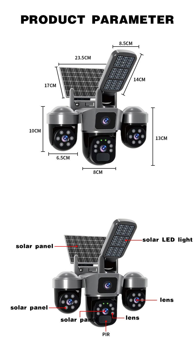 NEW! 4G V380 Three Lens AI Solar CCTV Camera | 10X ZOOM Works with a Sim Card - Image 3
