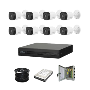 Dahua 8ch HDCVI kit - Pentra-Brid XVR - 8 x 1080P cameras - 20m Night vision - 1TB HDD - 100m cable