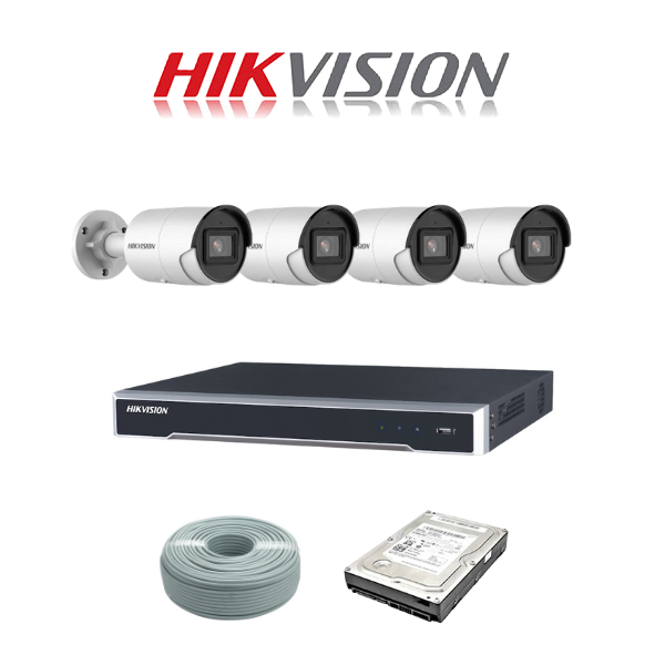 NEW!! Hikvision 8MP IP camera kit - 8ch 4K NVR - 4 x 8MP AcuSense IP cameras - 1TB HDD - 100M cable - Image 2