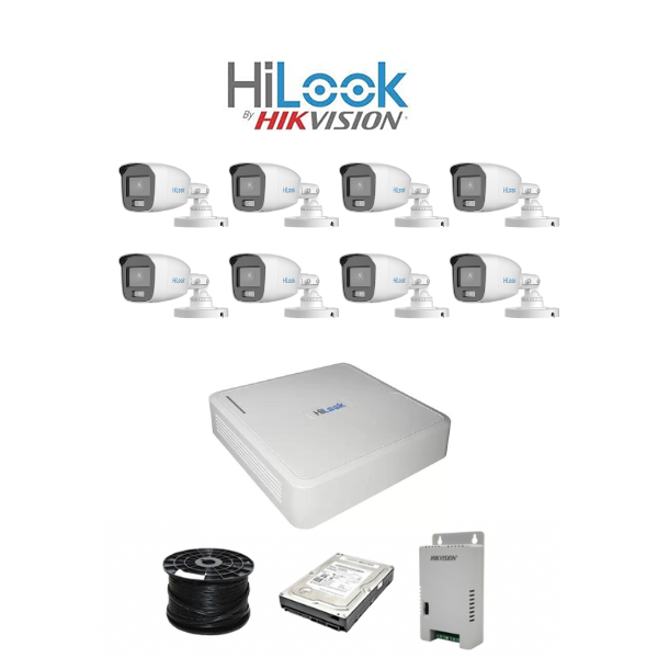 Colour Night vision - Hilook by Hikvision 8ch Turbo HD kit - 8 x 1080p ColorVu cameras - 20m Full colour night vision - 500GB HDD - 100m Cable - Image 2