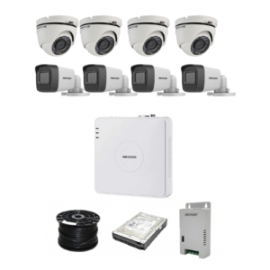HikVision 8 Ch Turbo HD Kit - Embedded DVR - 4 x HD1080P Bullet Camera - 4 x HD1080P Dome cameras - 20M Night vision - 1TB HDD - 100m Cable