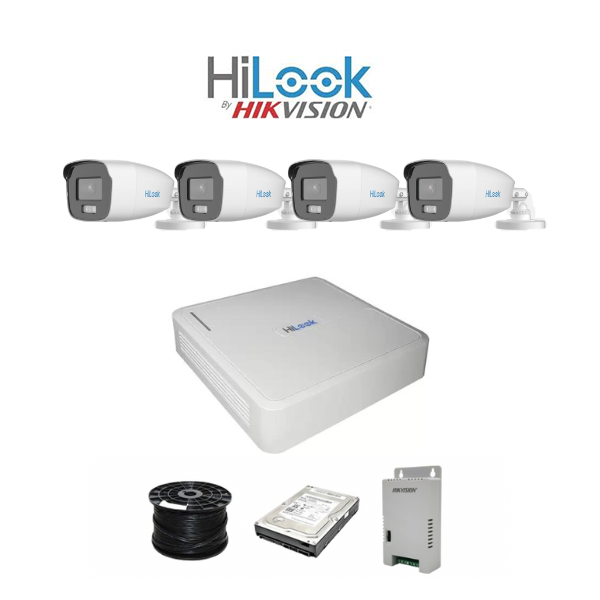 Colour Night vision - Hilook by Hikvision 4ch Turbo HD kit - 4 x 1080p ColorVu cameras - 40m Full colour night vision - 320GB HDD - 100m Cable - Image 2
