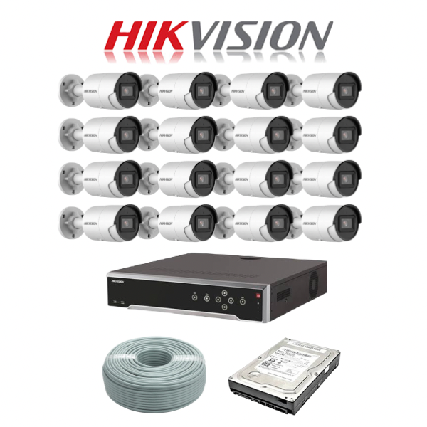 Hikvision 4MP IP camera kit, 32ch 4K AcuSense NVR with 16 POE, 16 x Hikvision 4MP AcuSense IP bullet cameras 40m IR, 6TB HDD, 300m cable - Image 2
