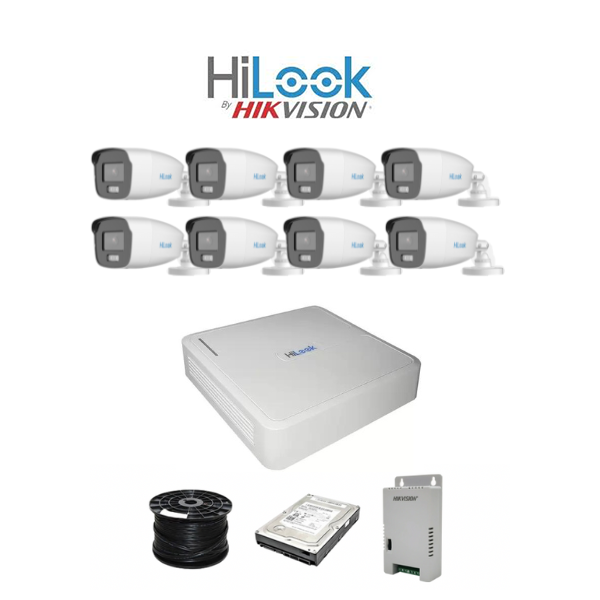 Colour Night vision - Hilook by Hikvision 8ch Turbo HD kit - 8 x 1080p ColorVu cameras - 40m Full colour night vision - 500GB HDD - 100m Cable - Image 2