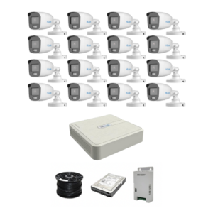 Colour Night vision - Hilook by Hikvision 16ch Turbo HD kit -16 x 1080p ColorVu cameras - 20m Full colour night vision - 1TB HDD - 100m Cable