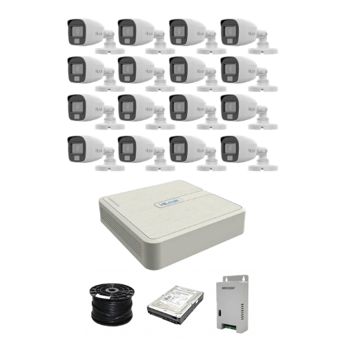 HiLook 2MP AUDIO Smart-Hybrid Light 16ch Turbo HD kit - DVR - 16 x HD1080P Hybrid Light Camera - 20M Night vision - 1TB HDD - 100m Cable