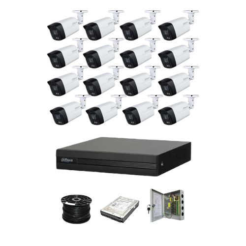 Dahua 16ch Full-Color HD Kit - HD DVR _ 16 x 1080p Full-Color cameras - 40m Full colour night vision - 1TB HDD - 100m Cable