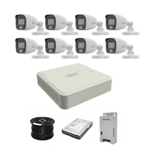 HiLook 2MP AUDIO Smart-Hybrid Light 8ch Turbo HD kit - DVR - 8 x HD1080P Hybrid Light Camera - 20M Night vision - 500GB HDD - 100m Cable