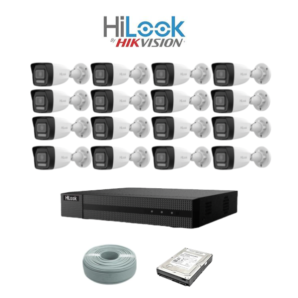 HiLook by Hikvision 16 Ch 2MP IP AUDIO camera kit - 16ch NVR with 16 POE - 16 x 2MP IP cameras 30m IR - 2TB HDD - 305m Cat5 cable - Image 2