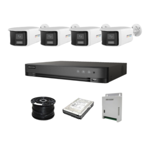 HikVision 8 Ch Turbo HD Kit - 4x Hikvision 5MP 3K ColorVu Audio Dual-Lens Fixed Camera, 1TB HDD, 100m RG59