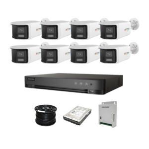 HikVision 16 Ch Turbo HD Kit - 8x Hikvision 5MP 3K ColorVu Audio Dual-Lens Fixed Camera, 1TB HDD, 100m RG59