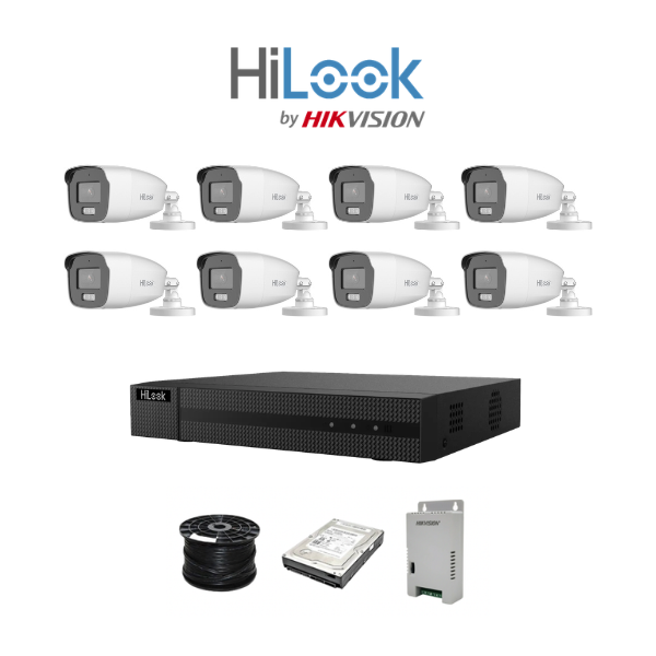 NEW!! HiLook 8ch Turbo HD kit - 8 x 5MP 3K 3K Dual Light Audio Cameras 40m - 1TB HDD - 100m Cable - Image 2