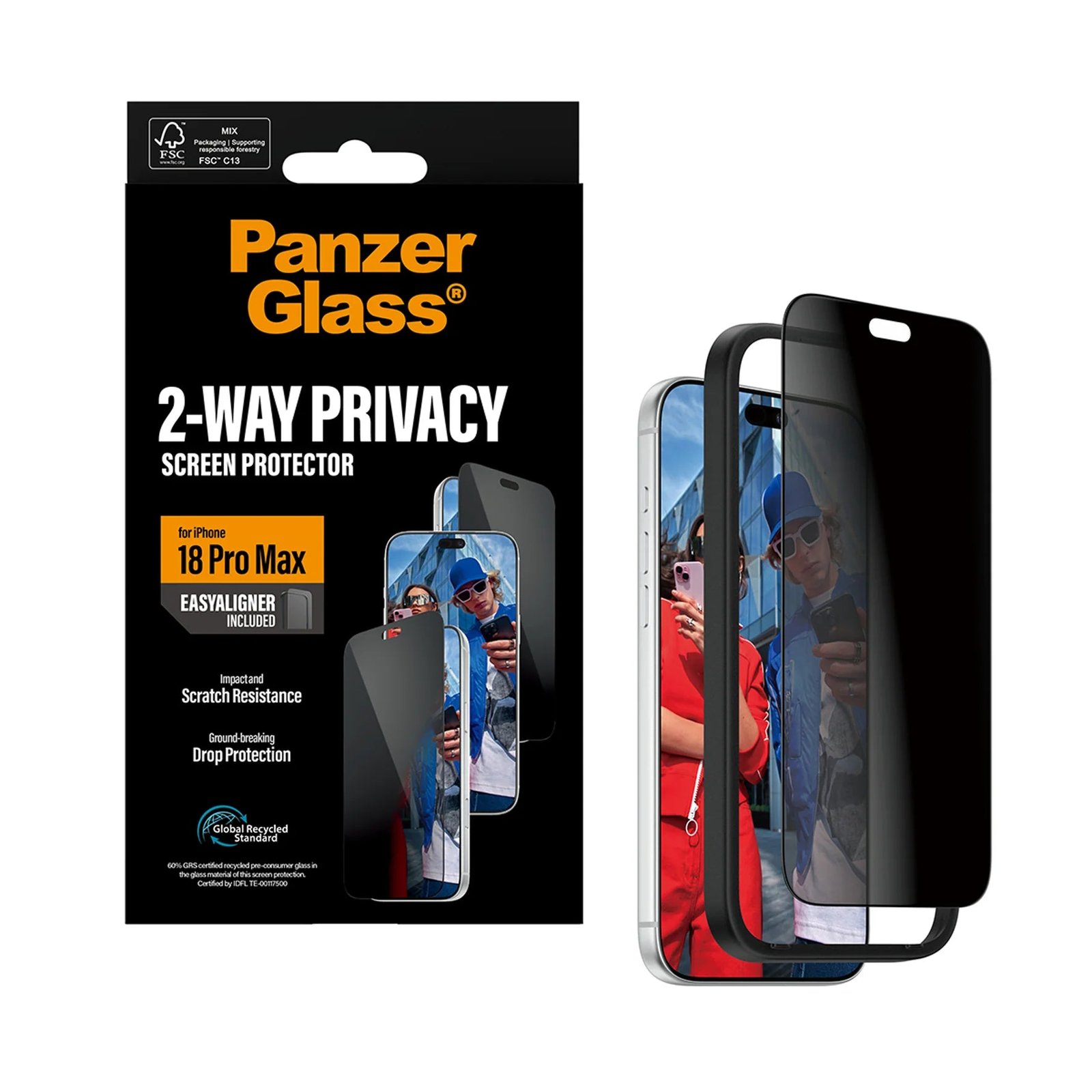 PanzerGlass® 2-Way Privacy Screen Protector iPhone 18 Pro Max Ultra-Wide Fit w. EasyAligner - Image 5