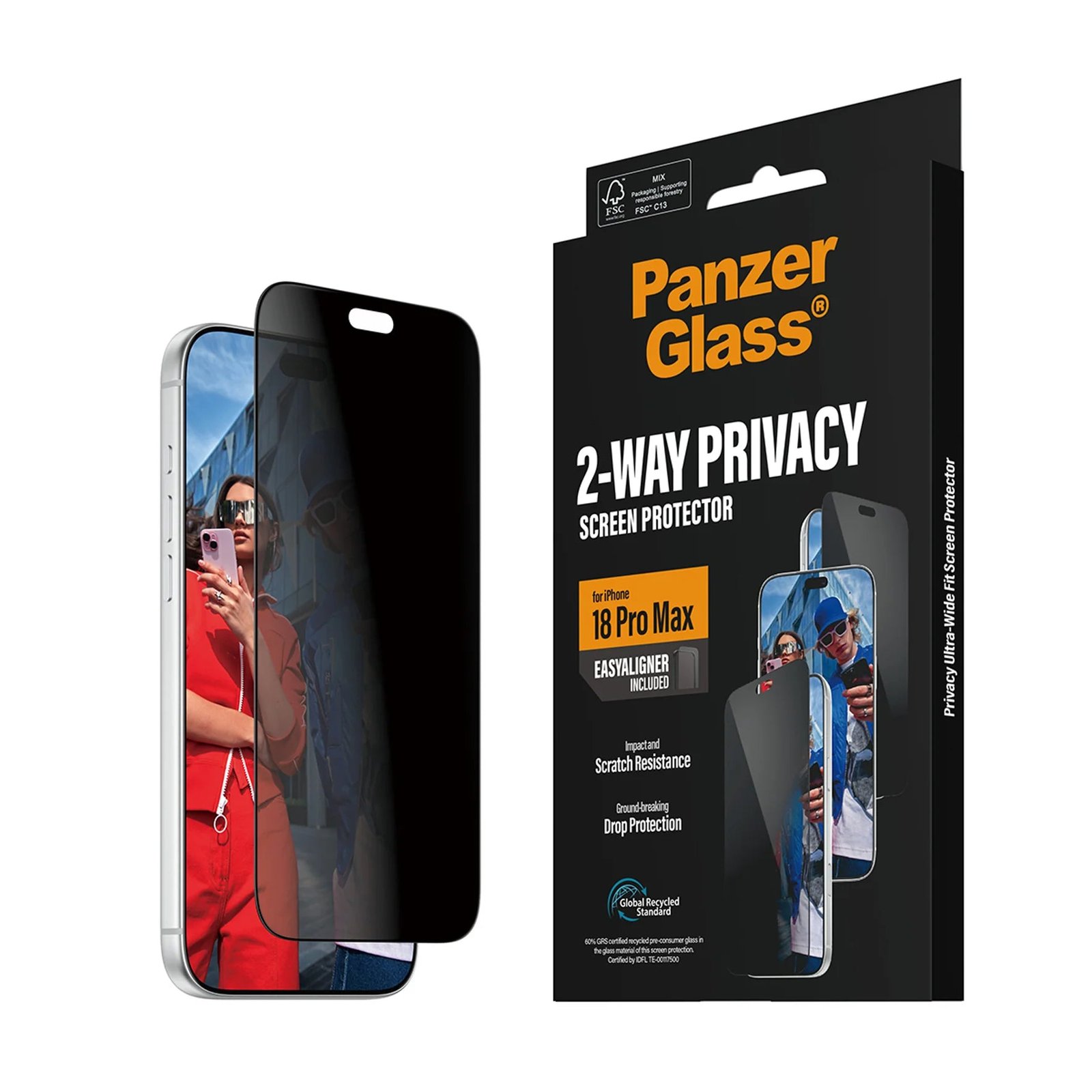 PanzerGlass® 2-Way Privacy Screen Protector iPhone 18 Pro Max Ultra-Wide Fit w. EasyAligner - Image 3