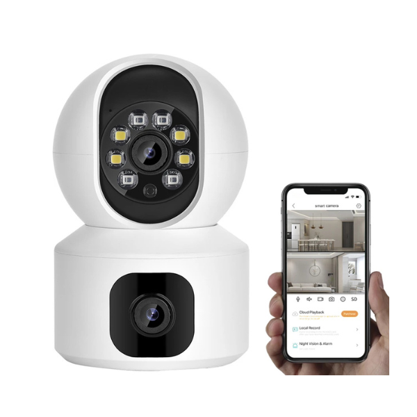 Smart Indoor Security Camera Dual Lens HD Color Night Panoramic