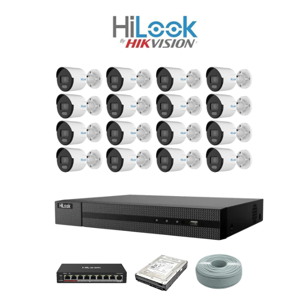 HiLook by Hikvision 16ch ColorVu IP Kit - 16ch NVR - 16 x 2MP IP ColorVu bullet cameras 30m Night vision, 4TB HDD, 305m Cable - Image 2