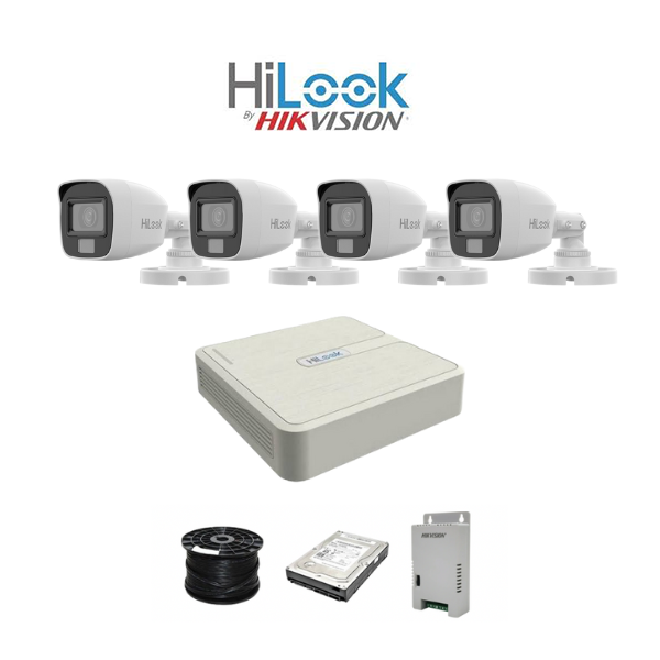 HiLook 2MP AUDIO Smart-Hybrid Light 4ch Turbo HD kit - DVR - 4 x HD1080P Hybrid Light Camera - 20M Night vision - 500GB HDD - 100m Cable - Image 2