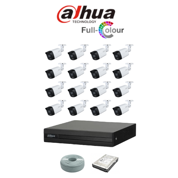 Dahua 16ch Full-Color HD Kit - HD DVR _ 16 x 1080p Full-Color cameras - 40m Full colour night vision - 1TB HDD - 100m Cable - Image 2