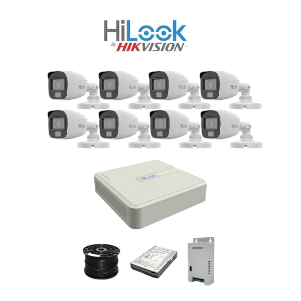 HiLook 2MP AUDIO Smart-Hybrid Light 8ch Turbo HD kit - DVR - 8 x HD1080P Hybrid Light Camera - 20M Night vision - 500GB HDD - 100m Cable - Image 2