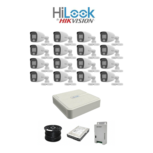 HiLook 2MP AUDIO Smart-Hybrid Light 16ch Turbo HD kit - DVR - 16 x HD1080P Hybrid Light Camera - 20M Night vision - 1TB HDD - 100m Cable - Image 2