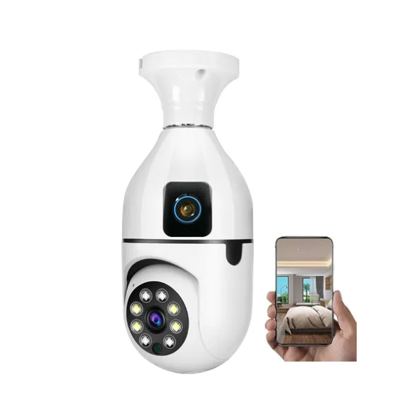 NEW! PTZ 2MP Dual Lens Wifi Bulb Camera