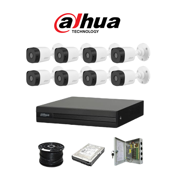 Dahua 8ch HDCVI kit - Pentra-Brid XVR - 8 x 1080P cameras - 20m Night vision - 1TB HDD - 100m cable - Image 2