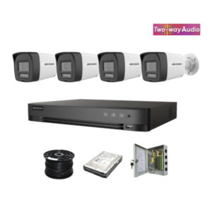 NEW! Hikvision 4ch Turbo HD kit - HD DVR - 4 x 2MP Two Way Audio & Siren - 1TB HDD - 100m Cable - 40M Night vision