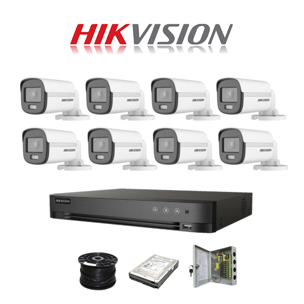 NEW! Hikvision 8 Channel 3K 5MP 20M ColorVu Kit | 8x 5MP SMART HYBRID Colorvu Cameras | 1TB HDD | 100m RG59 - Image 2