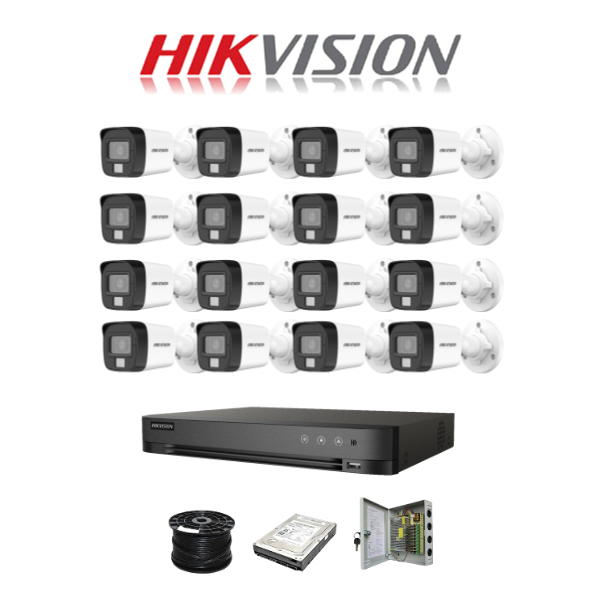 Hikvision 16ch 5MP Turbo HD kit - HD DVR - 16 x 3K 5MP Smart Hybrid Light Audio Camera - 2TB HDD - 100m Cable - 20m Night vision - Image 2