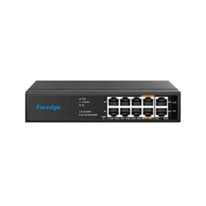 Foregde Unmanged 10-Port Fast Ethernet Switch with 8 Port PoE, gigabit uplink, 65W POE output