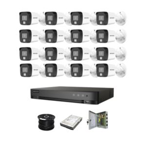 Hikvision 16ch 5MP Turbo HD kit - HD DVR - 16 x 3K 5MP Smart Hybrid Light Audio Camera - 2TB HDD - 100m Cable - 20m Night vision