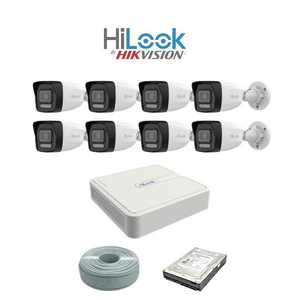 NEW!! HiLook by Hikvision 6 MP Smart Hybrid Light camera kit - 8ch NVR with 8 POE - 8 x 6MP IP cameras 30m IR - 1TB HDD - 100m Cat5 cable - Image 2