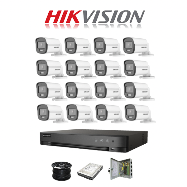 NEW! Hikvision 16 Channel 3K 5MP 40M ColorVu Kit | 16x 5MP SMART HYBRID Colorvu Cameras | 2TB HDD | 100m RG59 | 40M - Image 2
