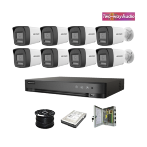 NEW! Hikvision 8ch Turbo HD kit - HD DVR - 8 x 2MP Two Way Audio & Siren Cameras - 1TB HDD - 100m Cable - 40M Night vision