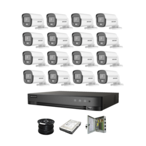NEW! Hikvision 16 Channel 3K 5MP 40M ColorVu Kit | 16x 5MP SMART HYBRID Colorvu Cameras | 2TB HDD | 100m RG59 | 40M