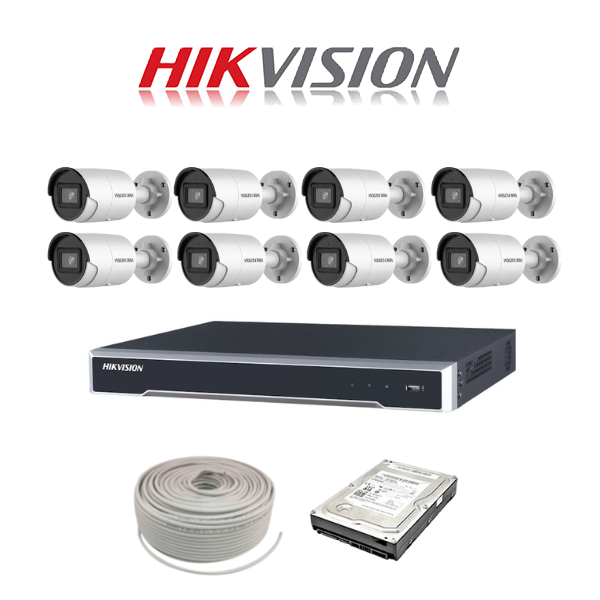 Hikvision 4MP IP camera kit - 16ch 4K NVR - 8 x 4MP AcuSense IP cameras - 2TB HDD - 100M cable - 40M Night vision - Image 2