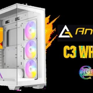Antec C3 ARGB White - 3 x 120mm & 1 x 120mm ARGB PWM Fans Included - Up to 8 Fans Simultaneously - Type-C - Seamless Tempered Glass Front & Side