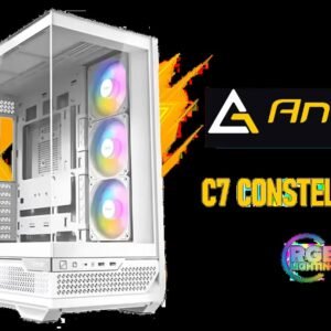 Antec C7 White, 3 x 120mm ARGB PWM Reverse fans + 1 x 140mm ARGB PWM Fan, RTX 40 Compatible Type-C, 360mm Radiator Support, Seamless Tempered Glass