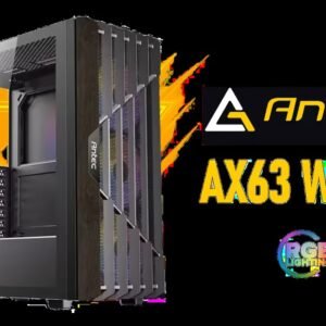 Antec AX63 Wood ARGB Gaming Case - Black / Geometric Wood Front Panel / Tempered Glass Side Panel / ATX, Micro-ATX, Mini-ITX Support / 4 ARGB Fans